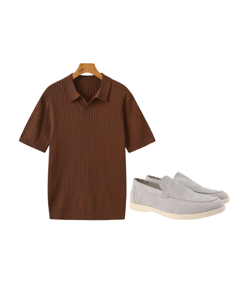 Ribbed Polo + Leather Moccasins