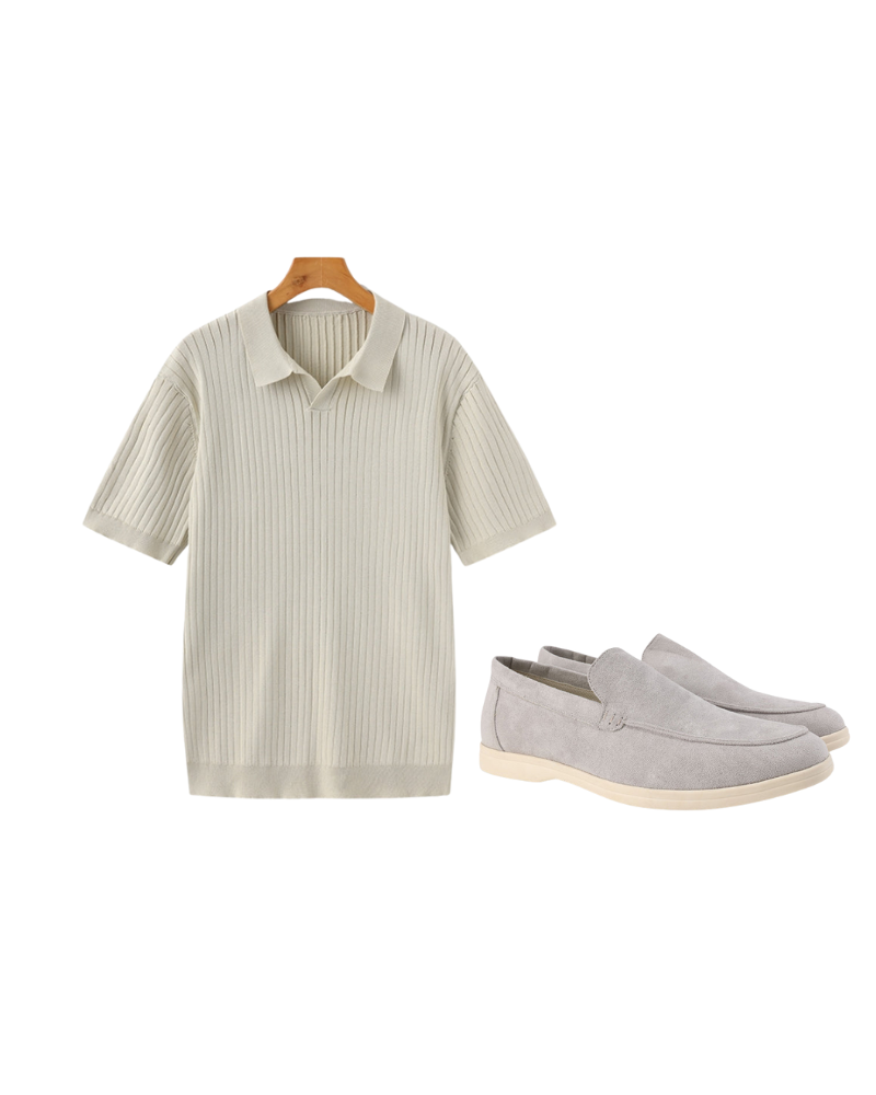 Ribbed Polo + Leather Moccasins