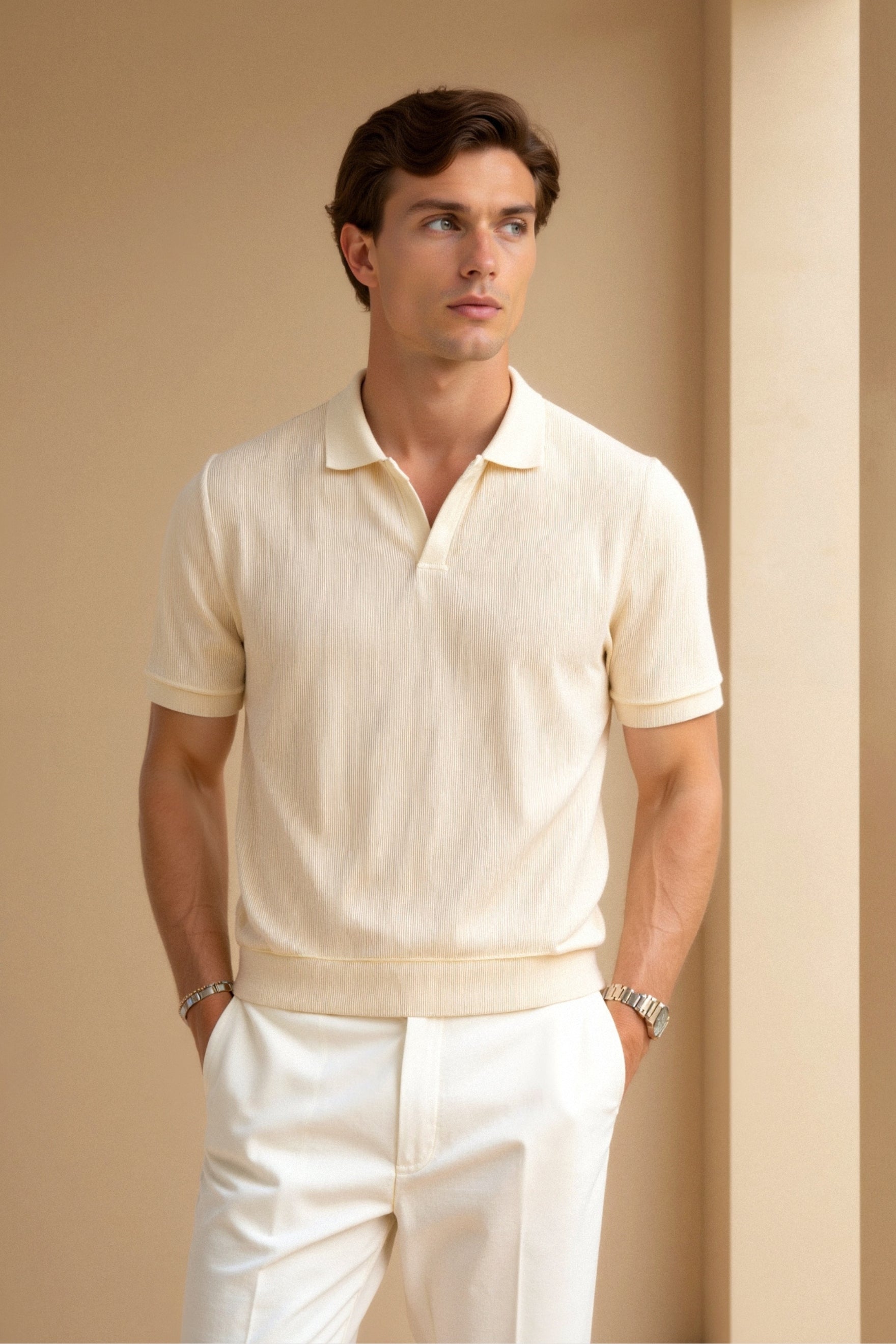 Wool-Blend Structured Polo Shirt
