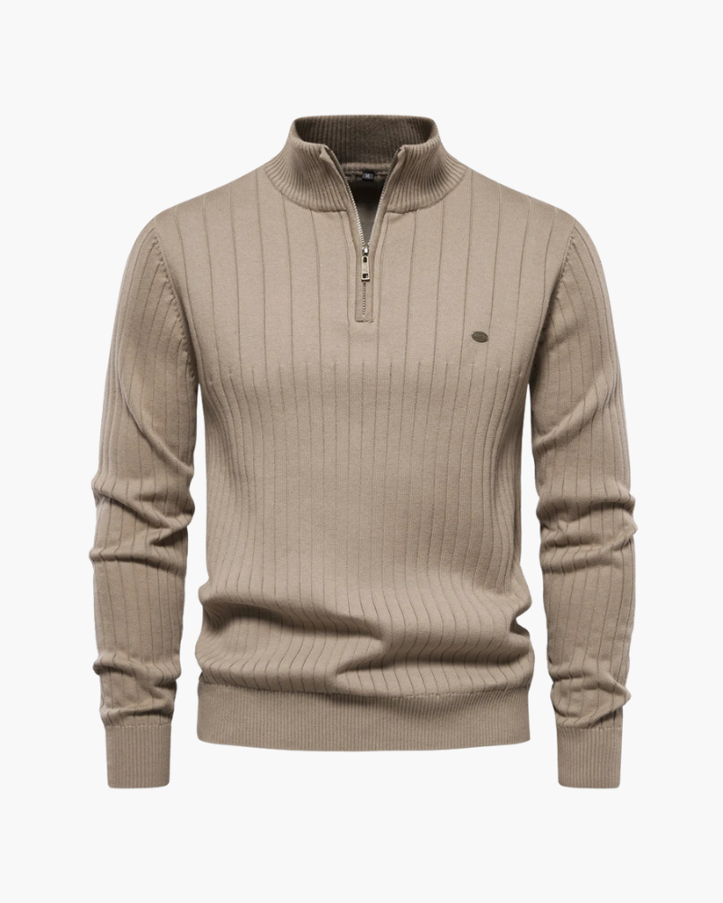 Autumn Zipper Sweater – Warm Cotton Knit Sweater