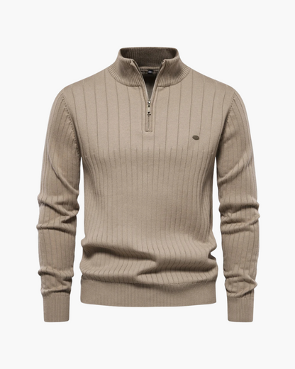 Autumn Zipper Sweater – Warm Cotton Knit Sweater