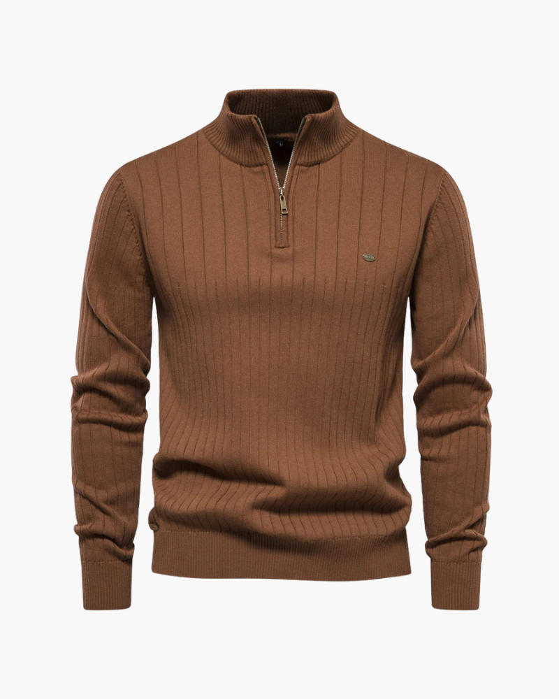 Autumn Zipper Sweater – Warm Cotton Knit Sweater