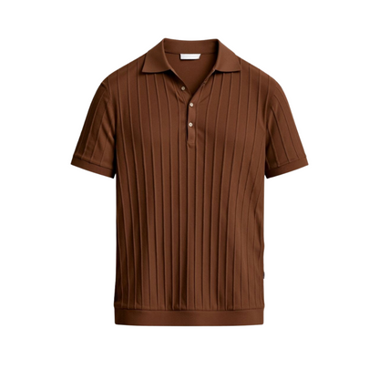 ertical Stripe Button-Up Polo