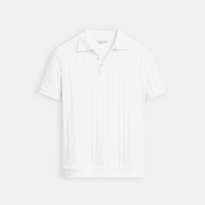 ertical Stripe Button-Up Polo