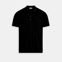 ertical Stripe Button-Up Polo