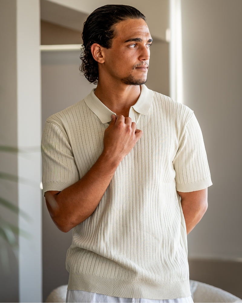 Men’s Bundle: Ribbed Cotton Polo + Poedagar Watch Premium