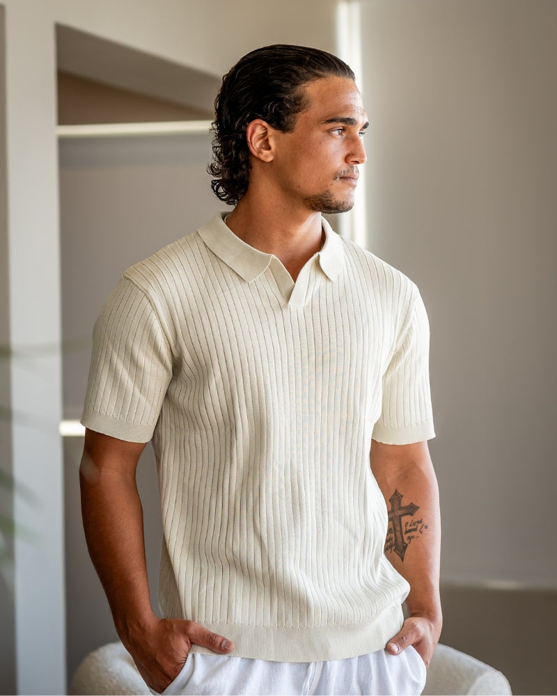 Men’s Bundle: Ribbed Cotton Polo + Poedagar Watch Premium