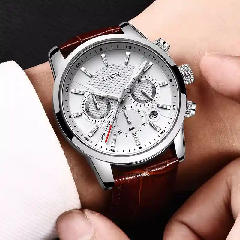 Litasmen Leather Strap Men’s Watch – Classic Analog Elegance