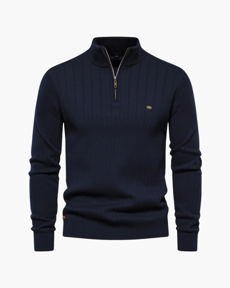 Autumn Zipper Sweater – Warm Cotton Knit Sweater