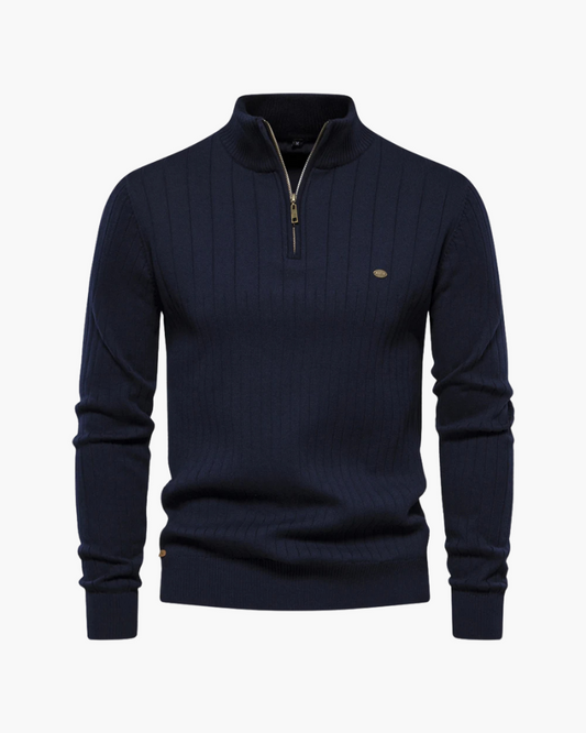 Autumn Zipper Sweater – Warm Cotton Knit Sweater