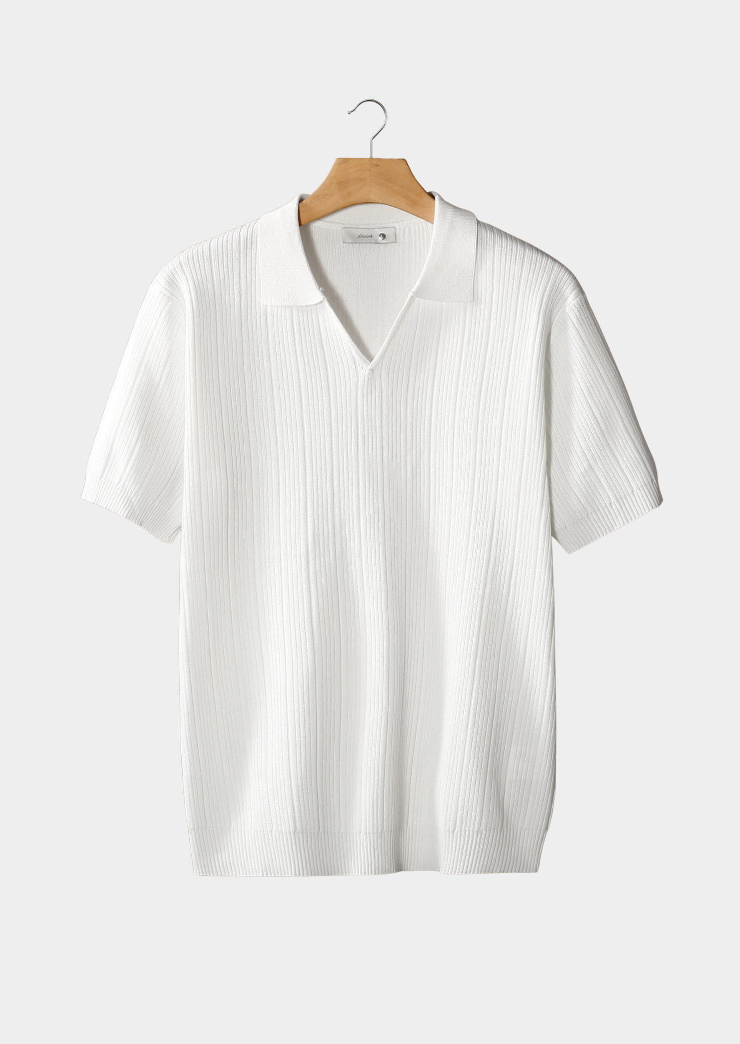 Premium Ribeed Polo Shirt With Open Collar