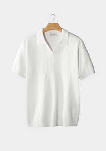 Premium Ribeed Polo Shirt With Open Collar