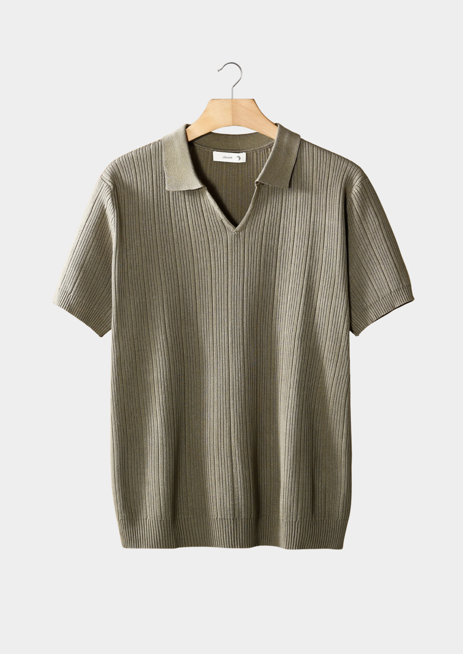 Premium Ribeed Polo Shirt With Open Collar