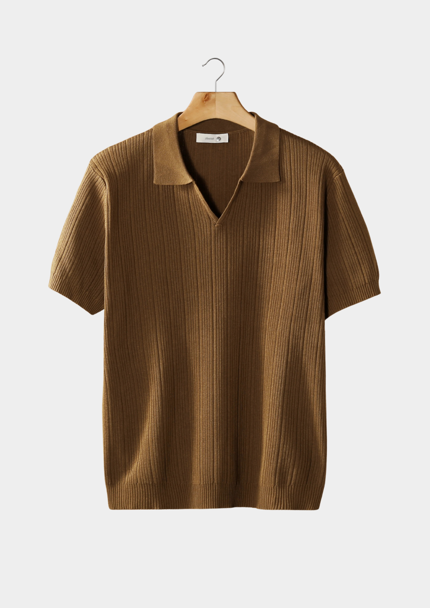 Premium Ribeed Polo Shirt With Open Collar